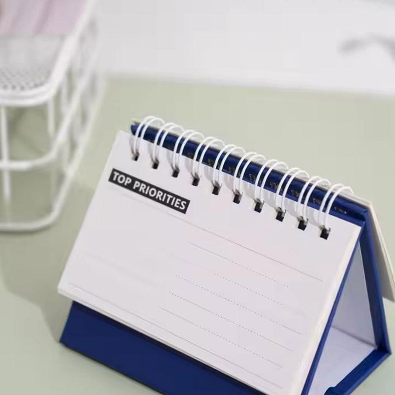 Mini Desk Calendar 2026, Small January 2026 to Dec 20-26 Desk Calendars Standing Flip, Thick Paper Twin-Wire Binding, Desktop Calendar for Office or Home(Dark Blue) - Image 4